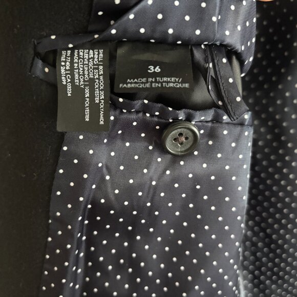 $600 Club Monaco Black Wool Overcoat/ Top Coat Surgeon’s Cuffs- 36 / Small - Picture 7 of 14